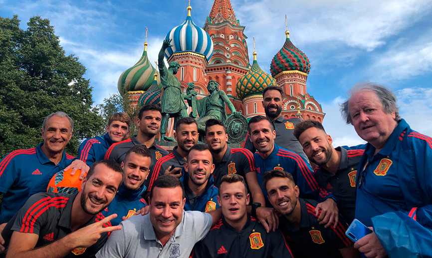 Parte de la Selección posa en la Plaza Roja