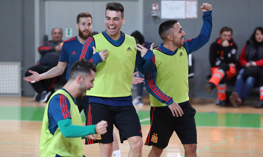 La selección española de fútbol sala entrena en Liubliana