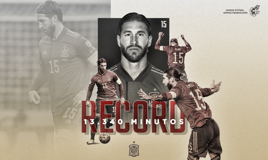 Sergio Ramos ya es el jugador que más minutos ha vestido la camiseta de España