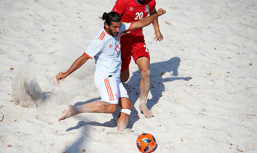 Momento del partido entre Azerbaiyán y España jugado en Cerdeña