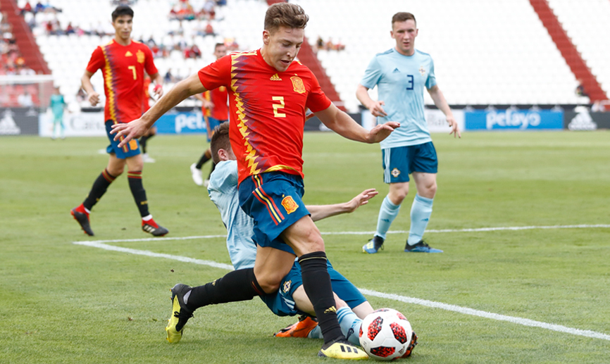 Momento del partido entre España e Irlanda del Norte Sub-21