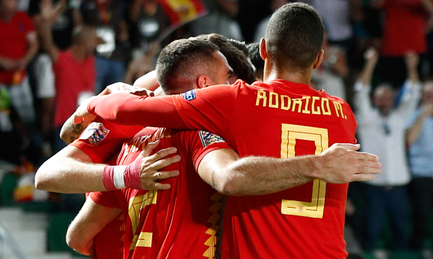 Los jugadores de la Selección española celebran unos de sus goles contra Croacia