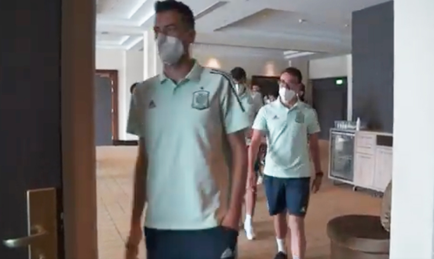 Sesión de vídeo de la Selección española antes de su partido frente a Croacia