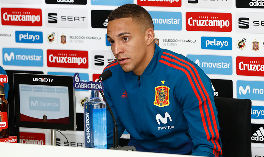Rodrigo Moreno durante la rueda de prensa en la Ciudad del Fútbol