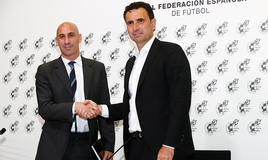 José Francisco Molina, nuevo director deportivo de la RFEF, junto al presidente Luis Rubiales