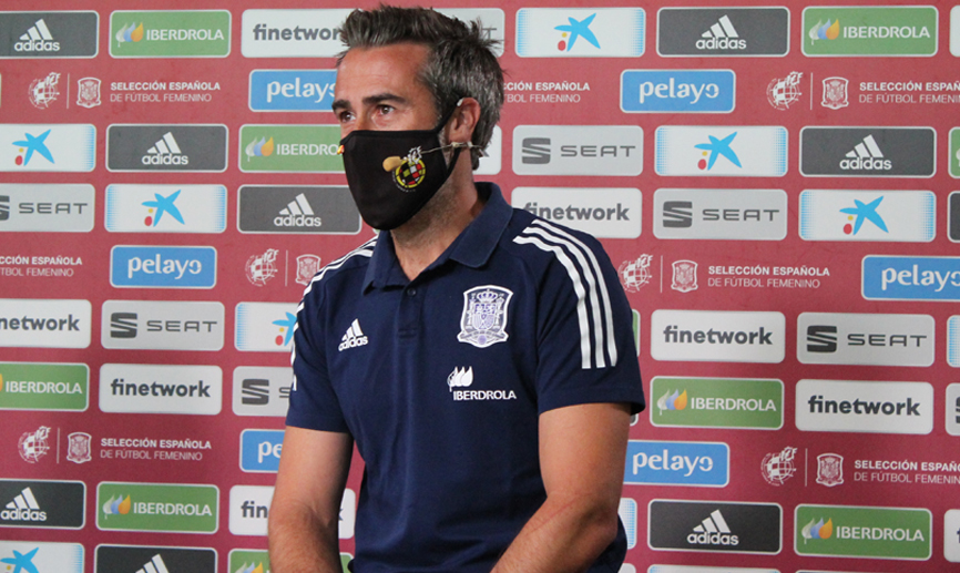 El seleccionador Jorge Vilda durante la rueda de prensa de este martes 