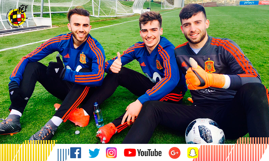 Borja Mayoral, Íñigo Córdoba y Antonio Sivera en la Ciudad del Fútbol