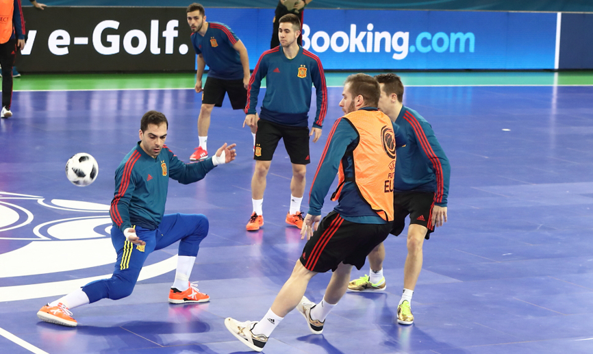 La selección española de fútbol sala entrena en Liubliana