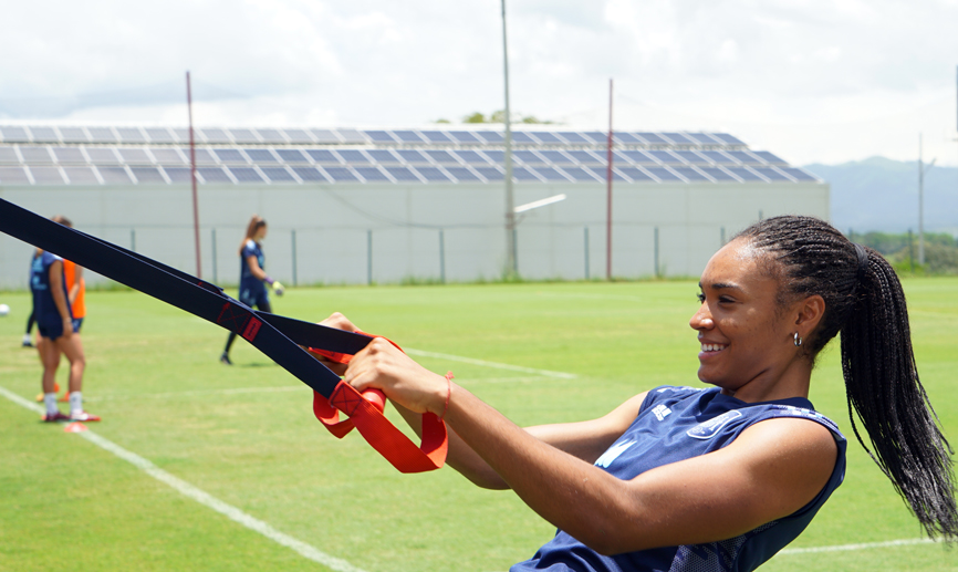 Salma en el entrenamiento de recuperación