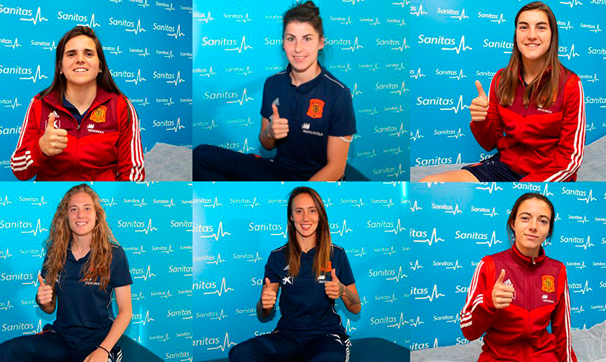 Las jugadoras de la Selección española, al terminar sus pruebas médicas con Sanitas