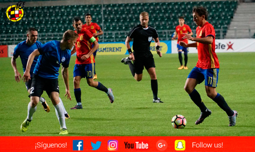 Acción de juego de la Sub-21 en el partido ante Estonia