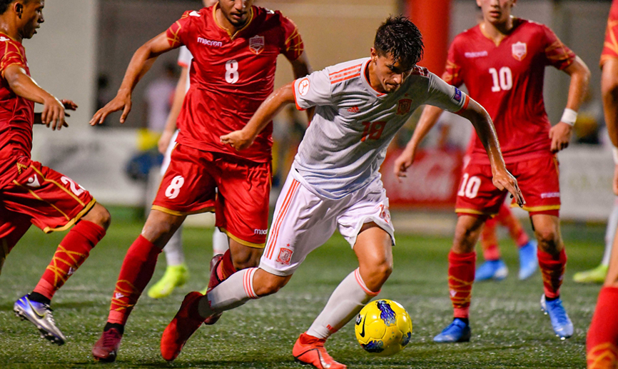 Momento del partido entre Baréin y España jugado en La Alcudia