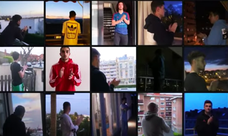 Los jugadores de la Selección española Sub-21 aplauden al personal sanitario de nuestro país