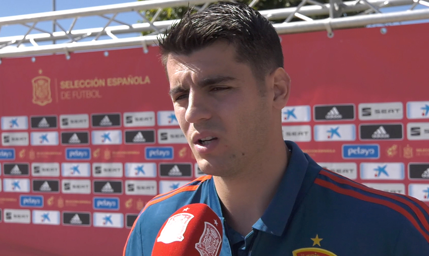 Álvaro Morata a su llegada a la Ciudad del Fútbol