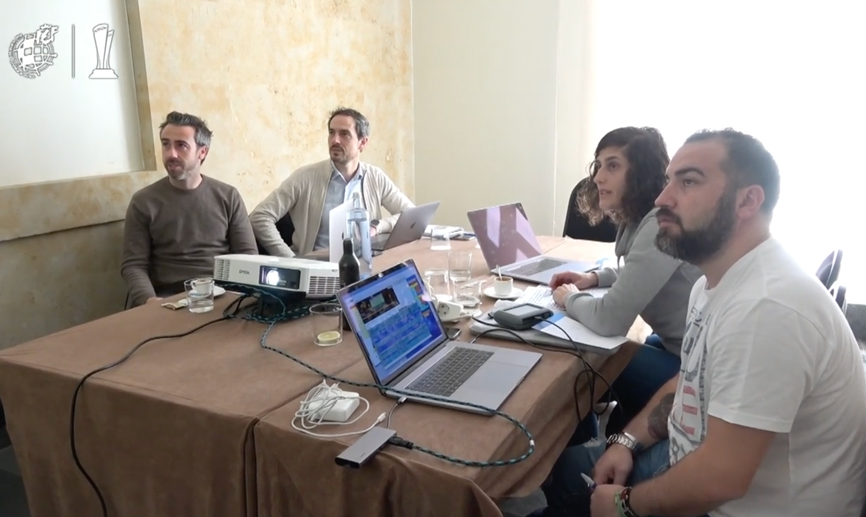 Jorge Vilda, Montse Tomé, Eugenio Gonzalo y Javier Egido trabajandoSalam