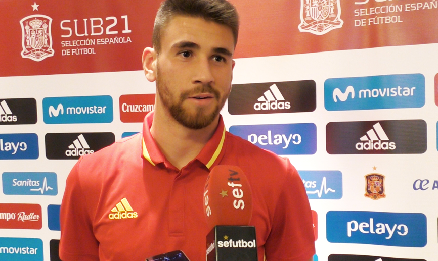 El guardameta internacional Sub-21, Unai Simón, durante la entrevista con SEFUTBOL en Murcia