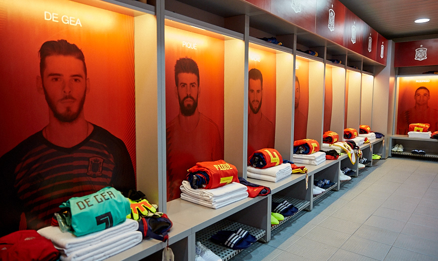 Vestuario de la selección española en Villarreal