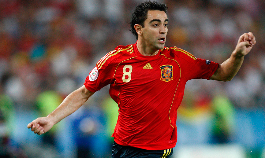Xavi Hernández durante un encuentro con la selección española
