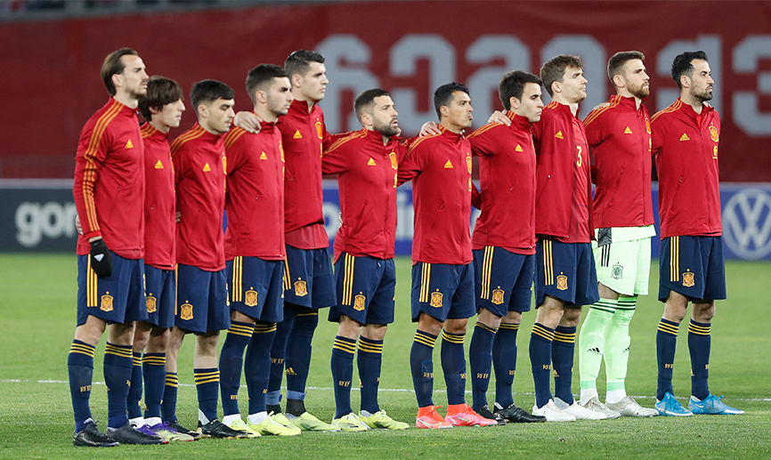 España, antes de comenzar el encuentro frente a Georgia