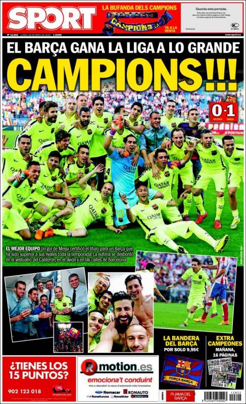 Negrita carencia resultado El FC Barcelona copa las portadas del mundo con su título liguero | rfef.es