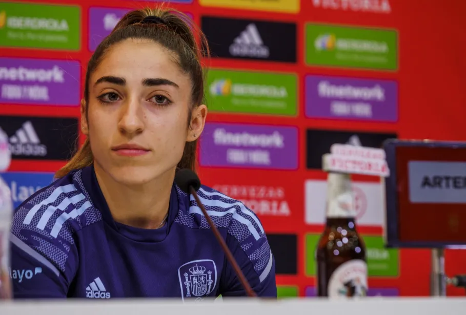 Olga Carmona, en la conferencia de prensa previa al encuentro frente a Ucrania