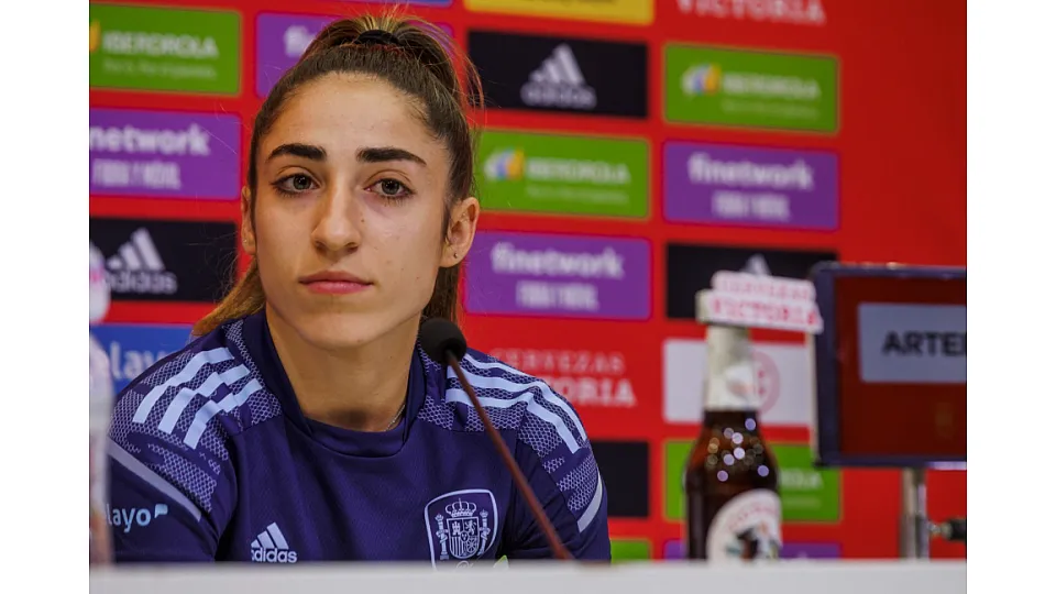 Olga Carmona, en la conferencia de prensa previa al encuentro frente a Ucrania