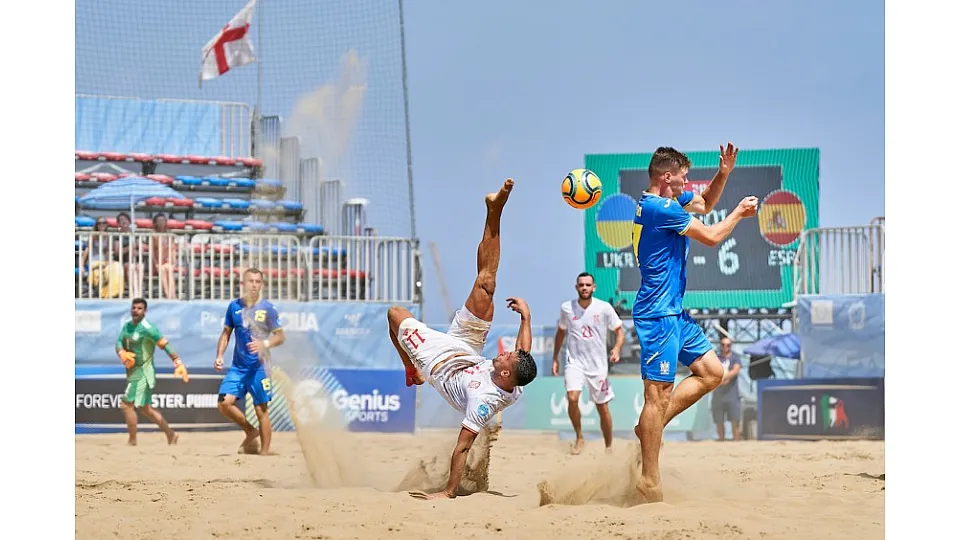 La Selección Española fe Fútbol Playa, ante Ucrania.