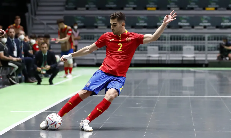 La Selección Española Sub-19 de Fútbol Sala, ante Ucrania.