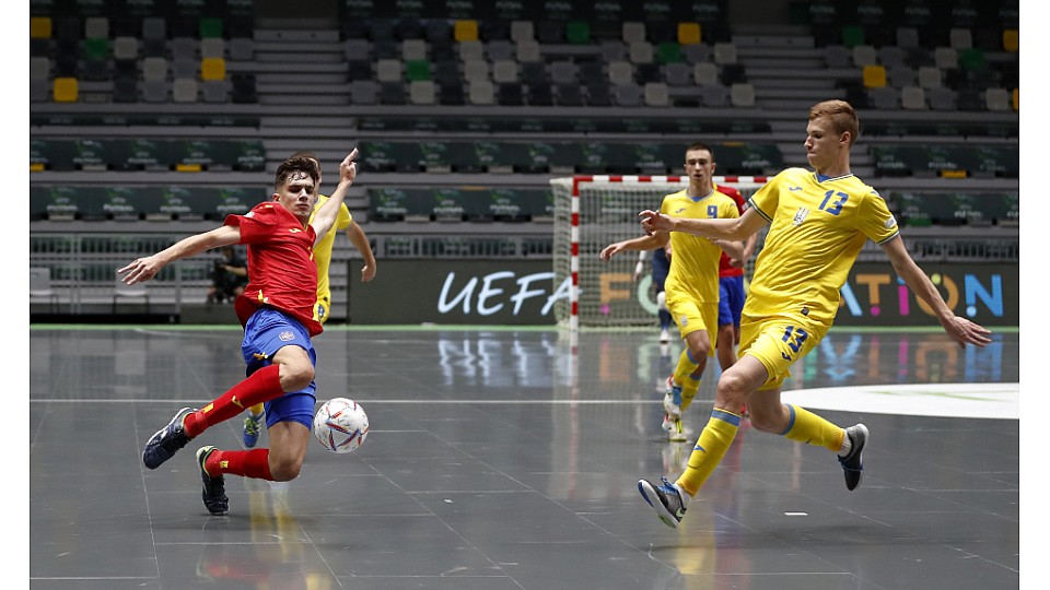 La Selección Española Sub-19 de Fútbol Sala, ante Ucrania.