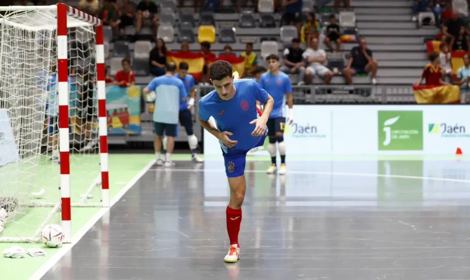 La Selección Española Sub-19 de Fútbol Sala, ante Ucrania.