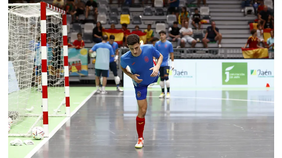 La Selección Española Sub-19 de Fútbol Sala, ante Ucrania.