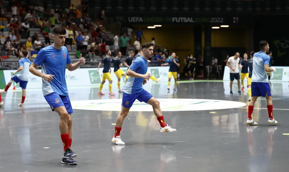 La Selección Española Sub-19 de Fútbol Sala, ante Ucrania.