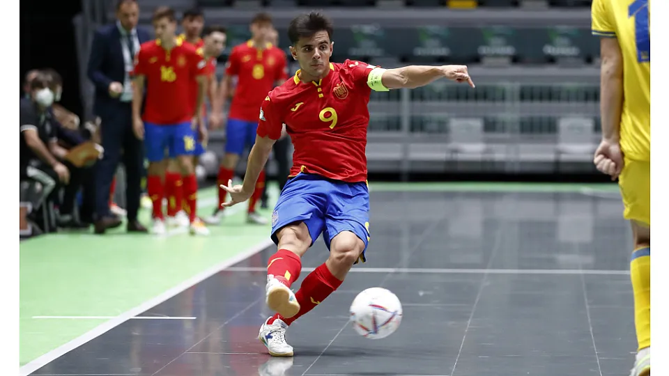 La Selección Española Sub-19 de Fútbol Sala, ante Ucrania.