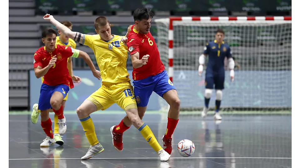 La Selección Española Sub-19 de Fútbol Sala, ante Ucrania.