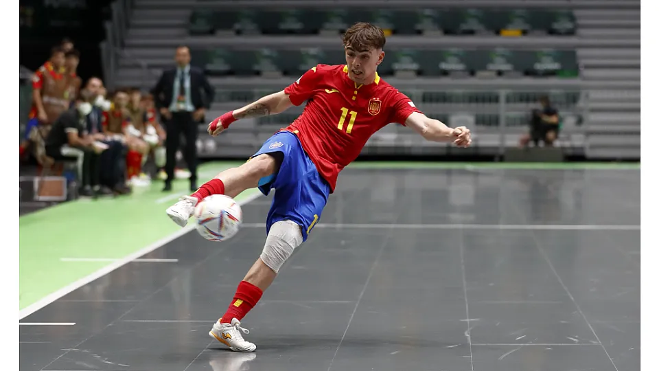 La Selección Española Sub-19 de Fútbol Sala, ante Ucrania.
