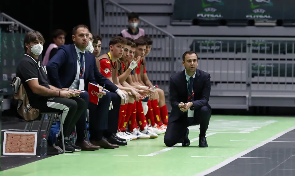 La Selección Española Sub-19 de Fútbol Sala, ante Ucrania.