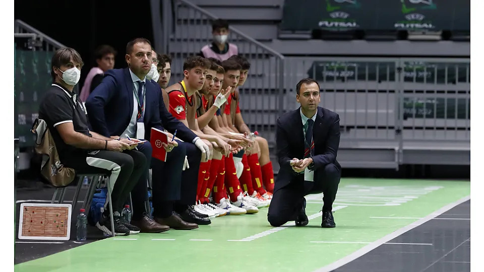 La Selección Española Sub-19 de Fútbol Sala, ante Ucrania.