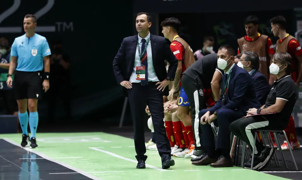 La Selección Española Sub-19 de Fútbol Sala, ante Ucrania.