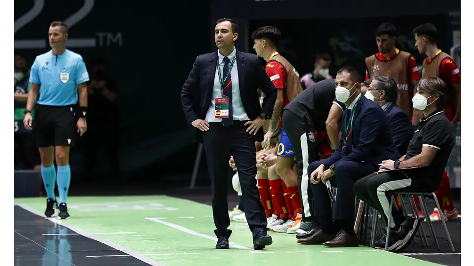 La Selección Española Sub-19 de Fútbol Sala, ante Ucrania.