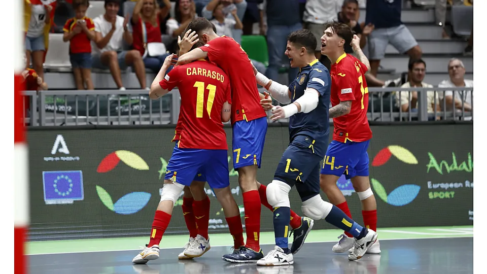 La Selección Española Sub-19 de Fútbol Sala, ante Ucrania.