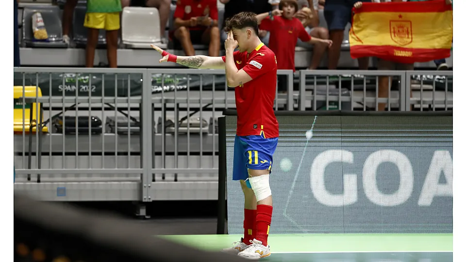 La Selección Española Sub-19 de Fútbol Sala, ante Ucrania.