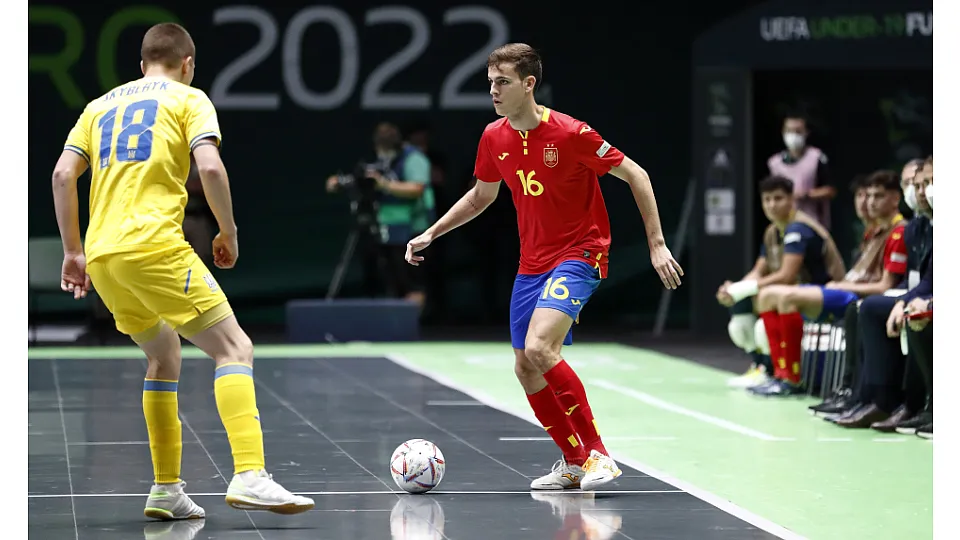 La Selección Española Sub-19 de Fútbol Sala, ante Ucrania.