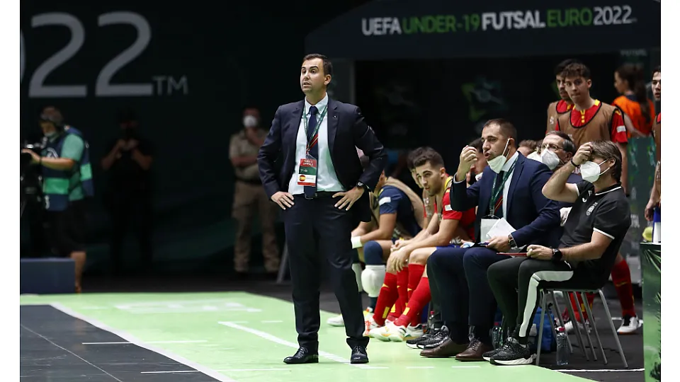 La Selección Española Sub-19 de Fútbol Sala, ante Ucrania.