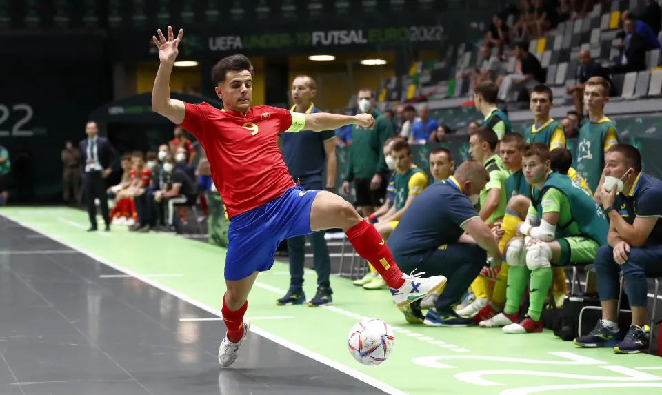La Selección Española Sub-19 de Fútbol Sala, ante Ucrania.