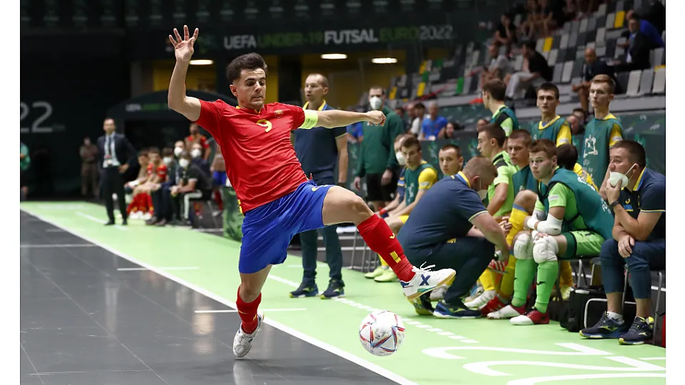 La Selección Española Sub-19 de Fútbol Sala, ante Ucrania.