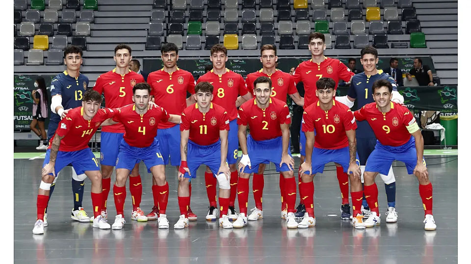 La Selección Española Sub-19 de Fútbol Sala, ante Ucrania.