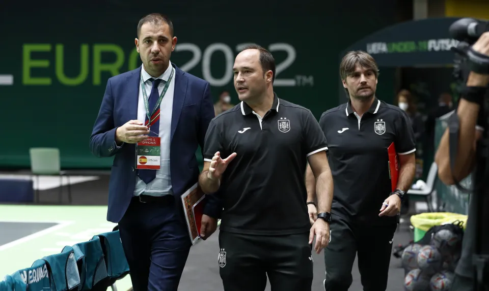 La Selección Española Sub-19 de Fútbol Sala, ante Ucrania.