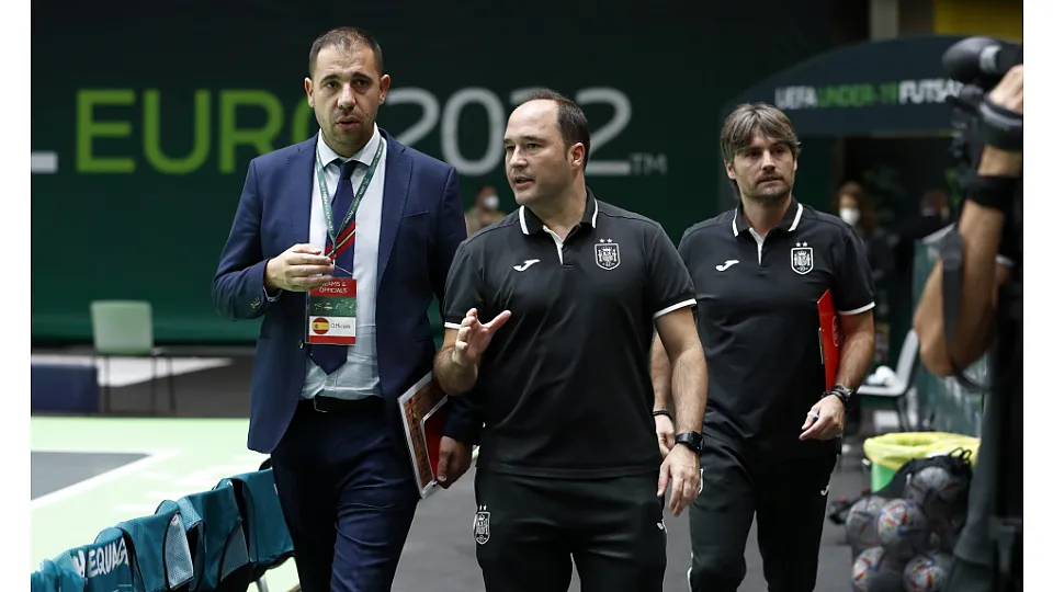 La Selección Española Sub-19 de Fútbol Sala, ante Ucrania.