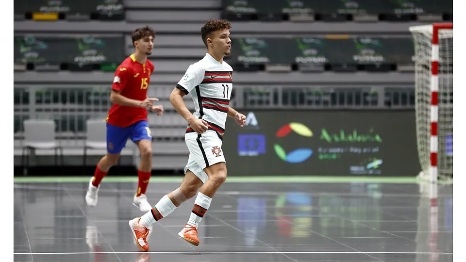 La Selección Española Sub-19 de fútbol sala, en la final del Europeo ante Portugal.