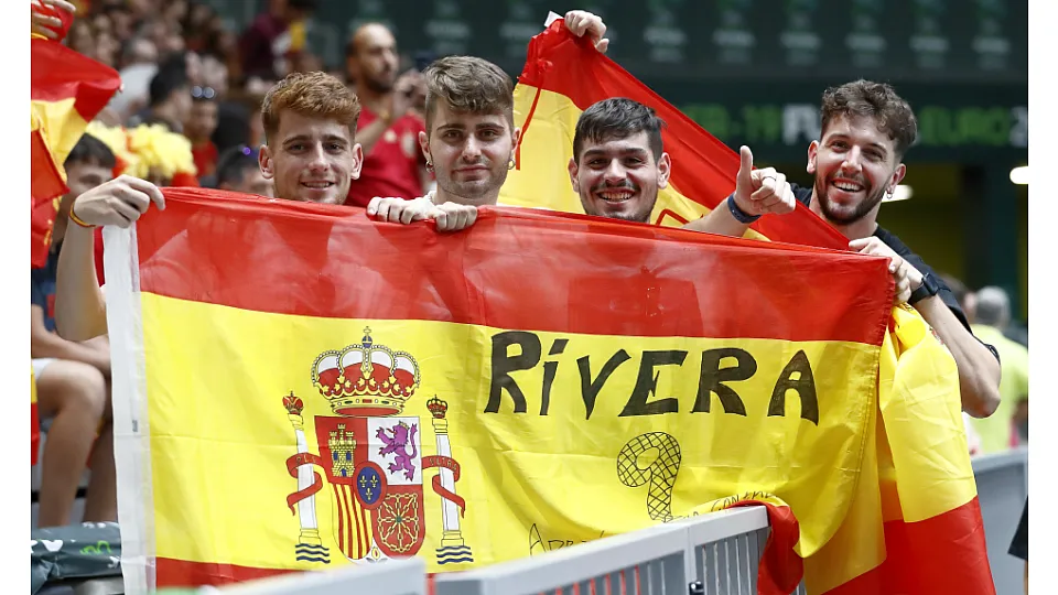 La Selección Española Sub-19 de fútbol sala, en la final del Europeo ante Portugal.